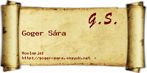 Goger Sára névjegykártya